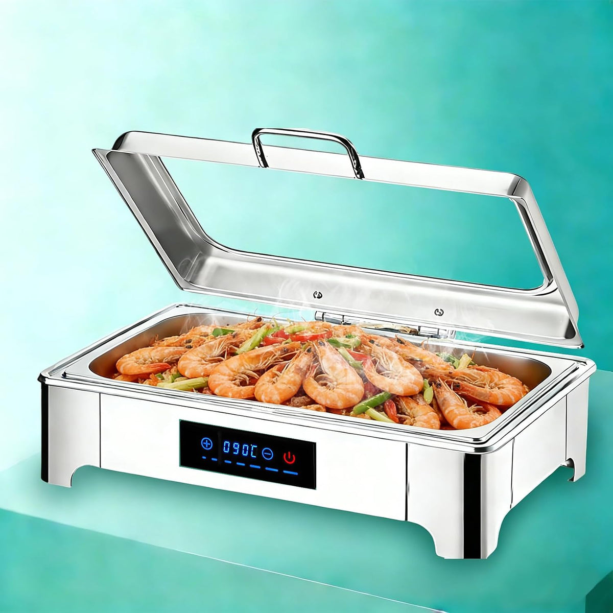 Aocay, Vassoi scaldavivande, 9 L, 400 W, Nero, acciaio inox
