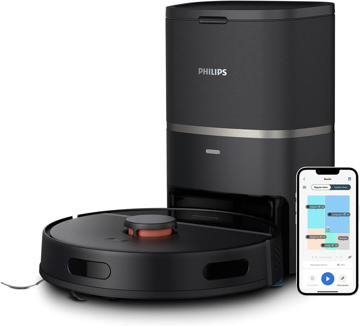 PHILIPS, Robot aspirapolvere, XU3100/01, 65 dB, Nero, vano contenitore, Wi-Fi