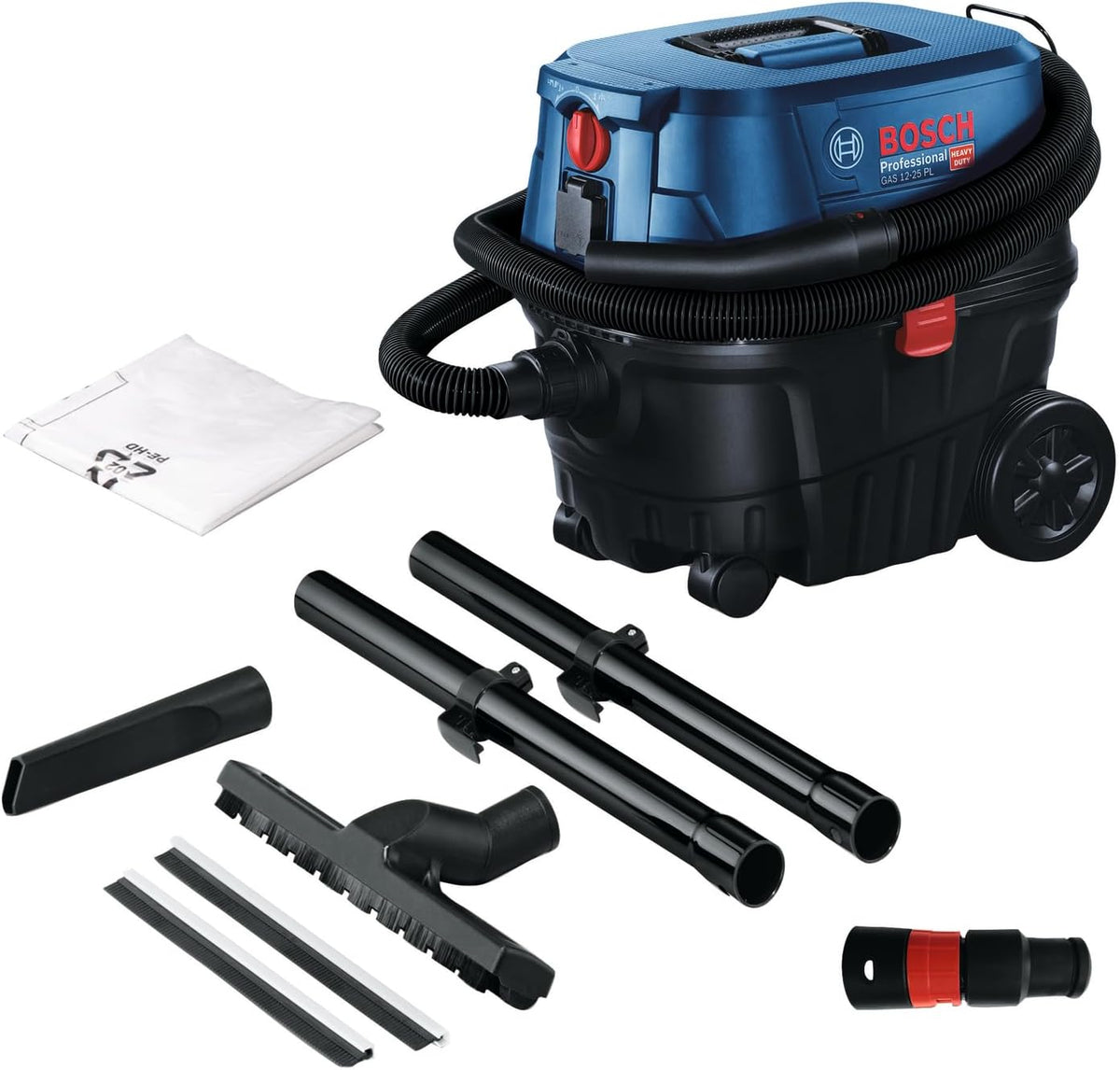 Bosch Professional, Aspirapolvere solidi e liquidi, 1.250 W, 65 l, Nero, filtro HEPA