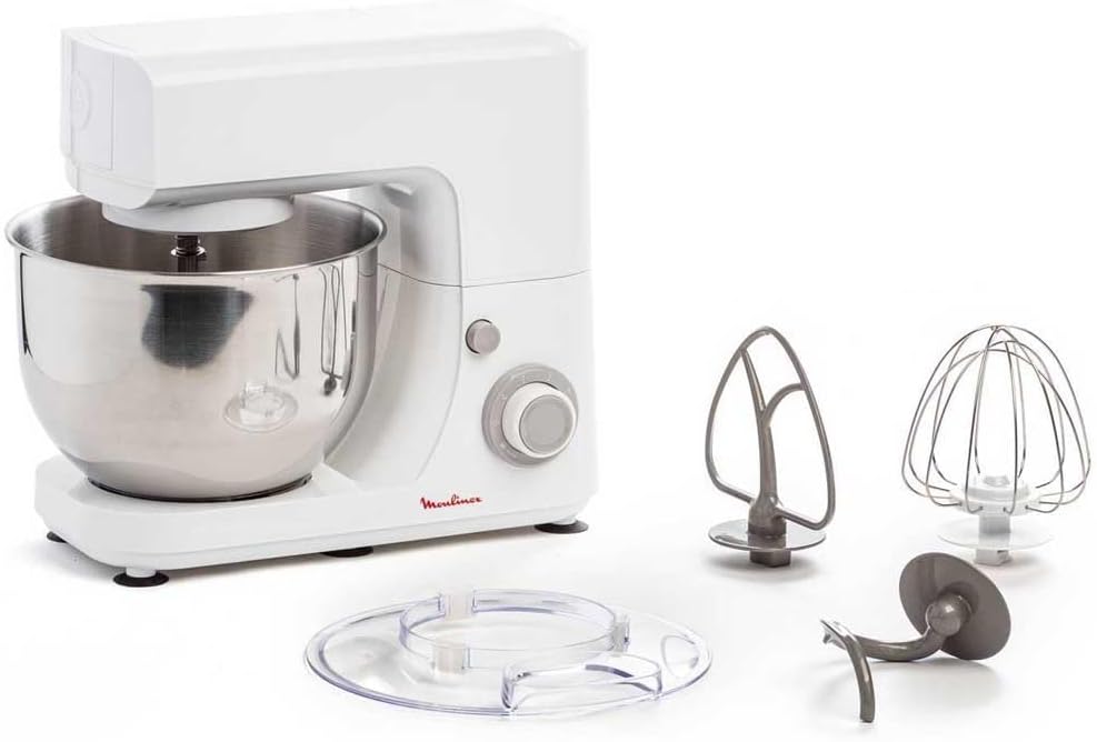 Moulinex, Robot da cucina, QA1501, 800 W, 4.8 Litri, 1.8 kg, Argento/Bianco, acciaio inox