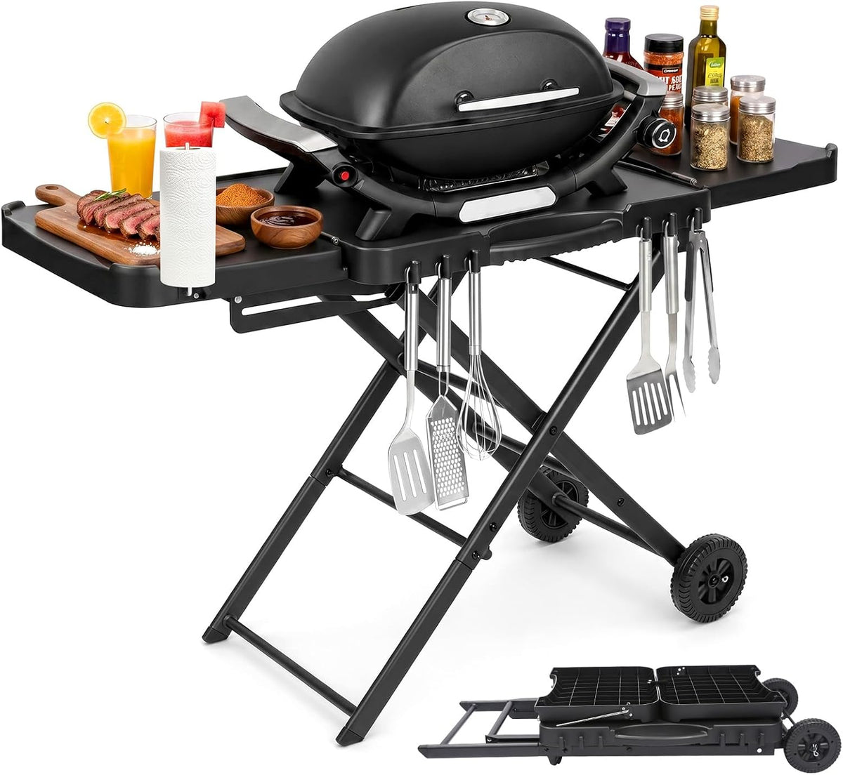 Denmay, Forno per pizza, Q100, Nero/Argento, funzione grill