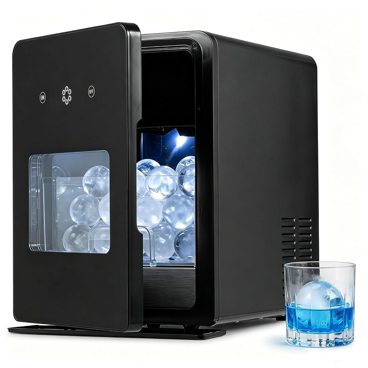 LIFEZEAL, Macchina per cubetti di ghiaccio, 5 cm, 32 x 45 x 44,5 cm, 42 dB, Nero, acciaio inox, autopulizia