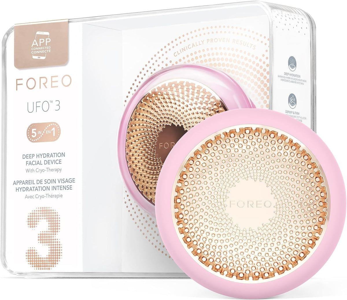 Apparecchi per tonificare e per pulizia viso, FOREO, Rosso/Rosa, illuminazione LED, 5 in 1
