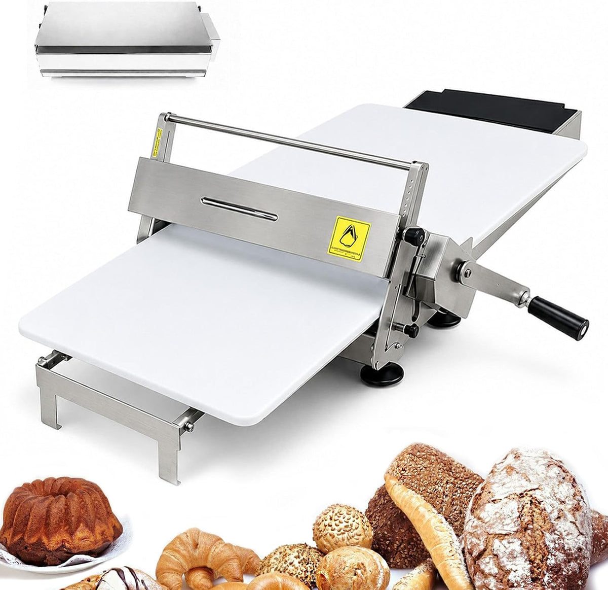 vnmudzeo, Sfogliatrici, 60x30 cm, 25 mm, 5 kg, Argento, acciaio inox, struttura pieghevole