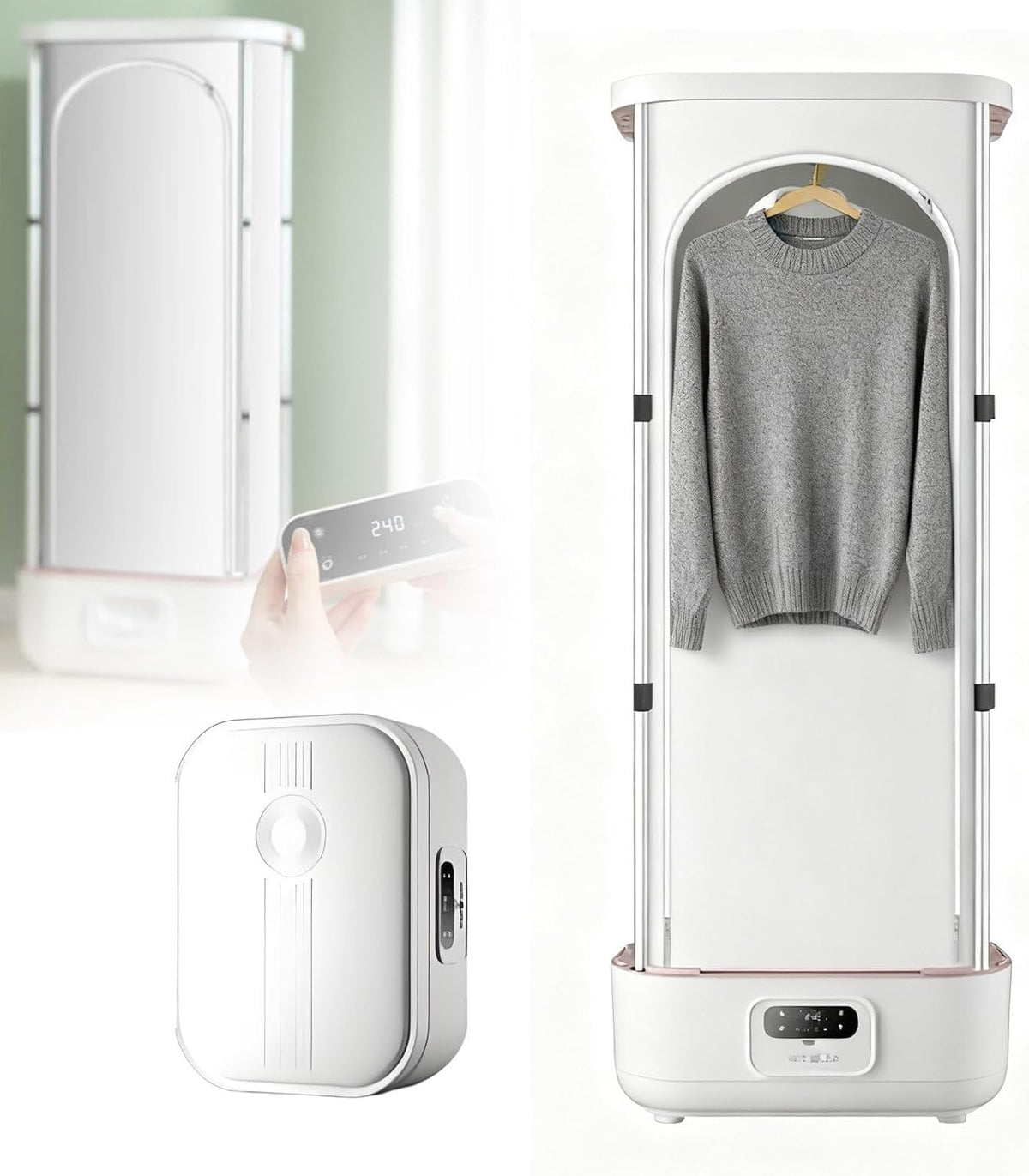 Armadio, Generico, 900 W, 60×45×150 cm, Bianco, struttura pieghevole, telecomando, funzionamento senza fili