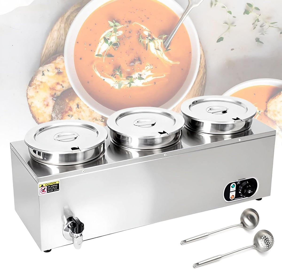 GYKOZY, Vassoi scaldavivande, 535 x 275 x 320 mm, 85 °C, 110 V, Argento, acciaio inox