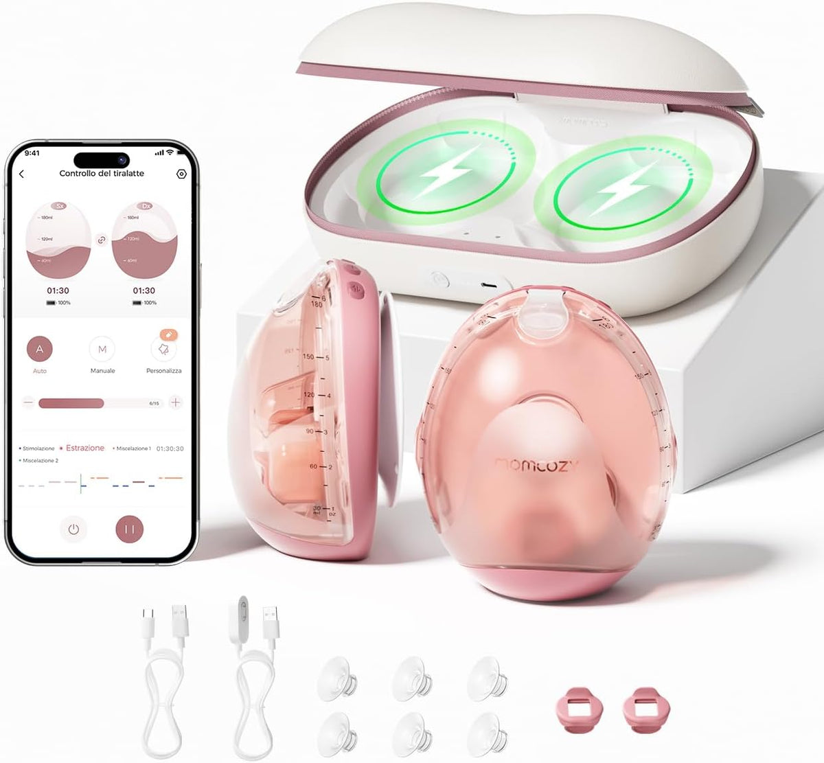 momcozy, Tiralatte, Nero, vano contenitore, funzionamento senza fili