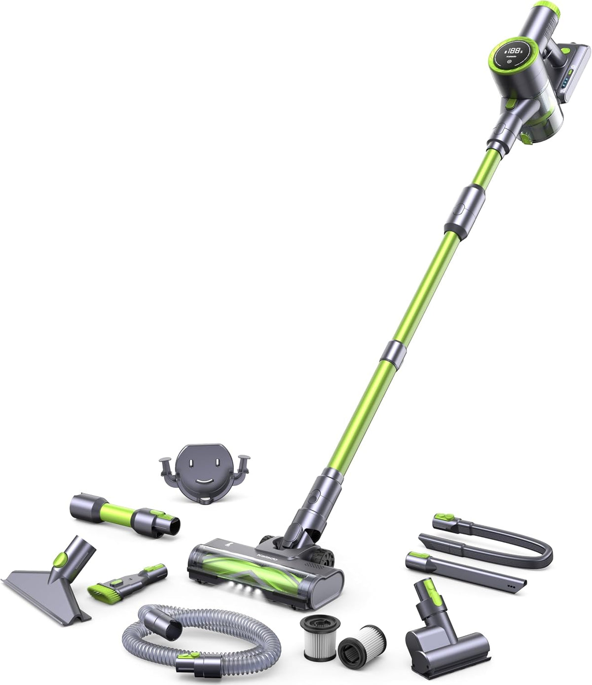 kalado, Aspirapolvere verticale, KCV600, 33 kPa, 480 W, 140 cm, Nero, illuminazione LED, funzionamento senza fili
