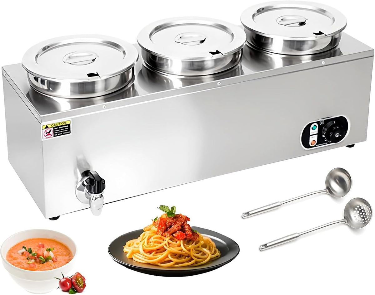Credenza, 3-110V, SAIYERUS, 7 L, 30-85°C, 110 V, Argento, acciaio inox