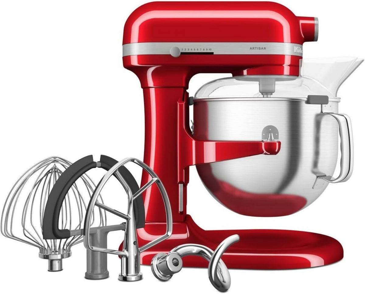 KitchenAid, Robot da cucina, 6,6 L, Argento/Rosso, acciaio inox