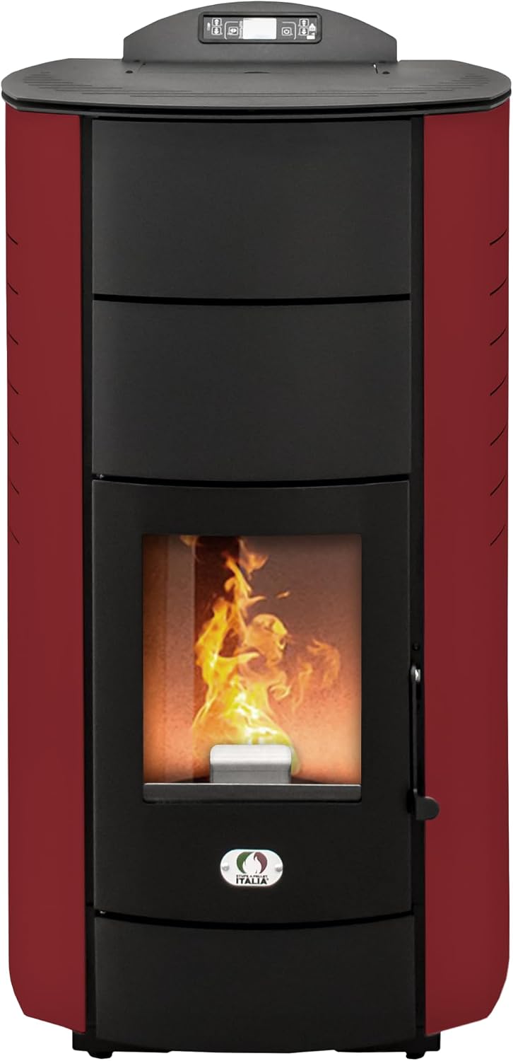 STUFE A PELLET ITALIA, Impianti di riscaldamento a pellet, 24 kW, 180 m, Rosso, Wi-Fi, telecomando