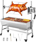VEVOR, Barbecue a carbone, 94 cm, 38 W, 60 kg, Argento, acciaio inox, altezza regolabile, funzione grill