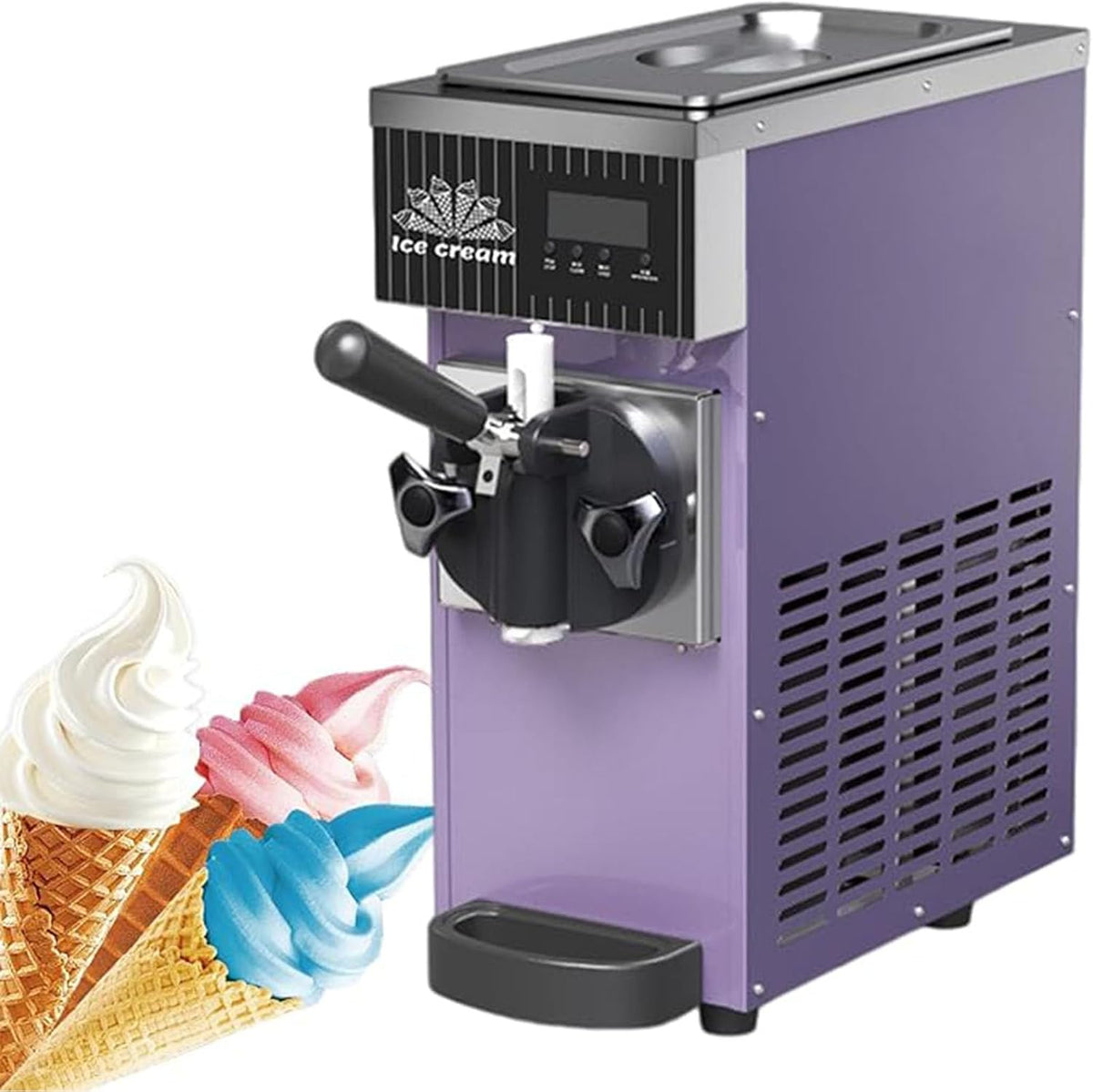 LJLYYDS, Gelatiera, ZB-BQL68, 5 Kg, 18 °C, 450 W, Viola, acciaio inox, illuminazione LED