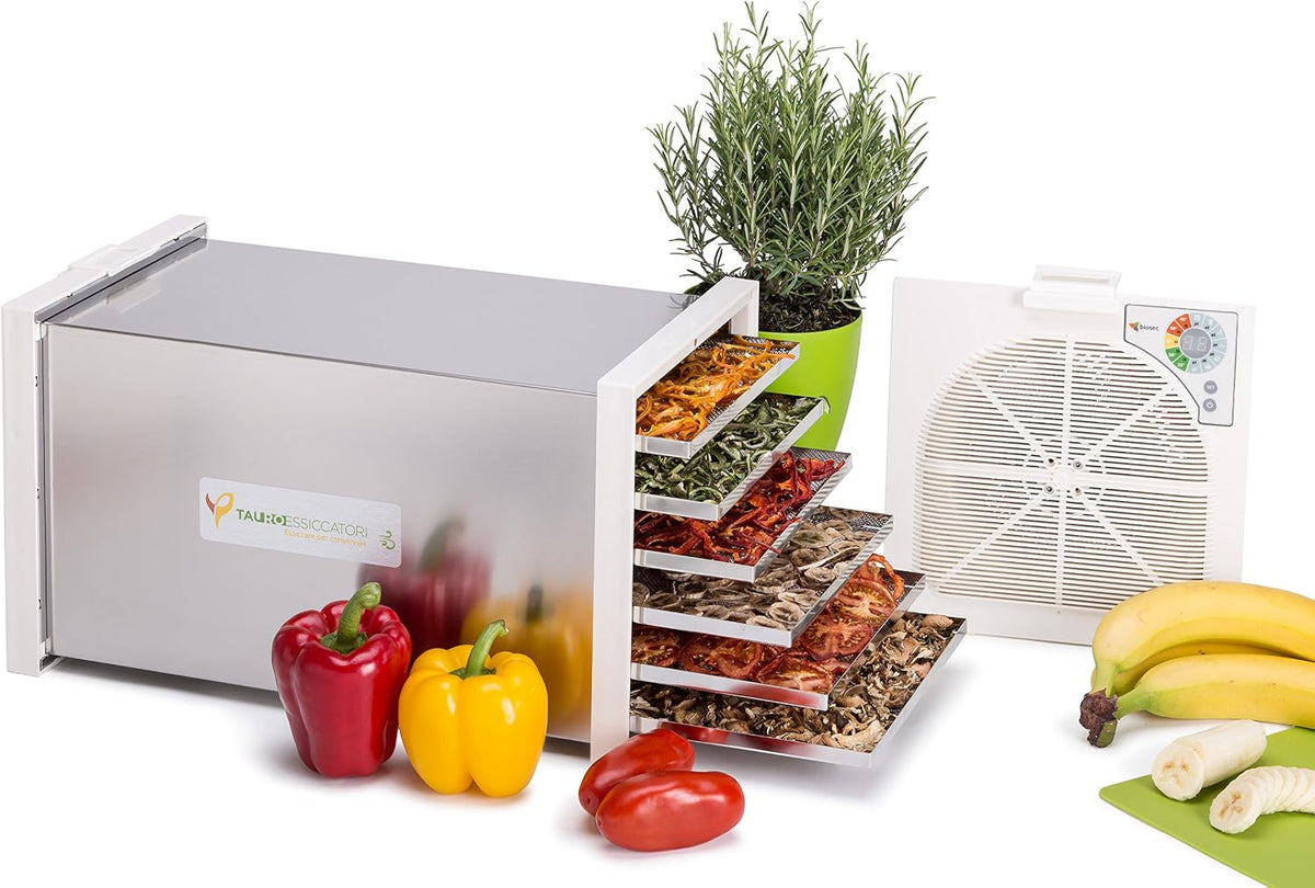 Tauro Essiccatori, Essiccatori per alimenti, 550 W, 3,5 Kg, 27x27x45 cm, Argento, acciaio inox