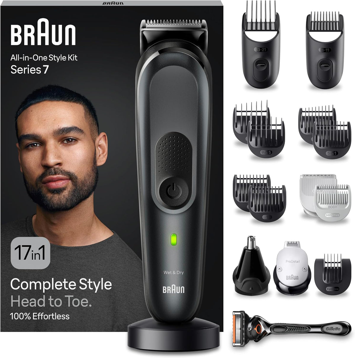 Braun, Rasoi multifunzione e kit, MGK7491, 11 mm, 21 mm, 1 mm, Marrone/Nero, funzionamento senza fili