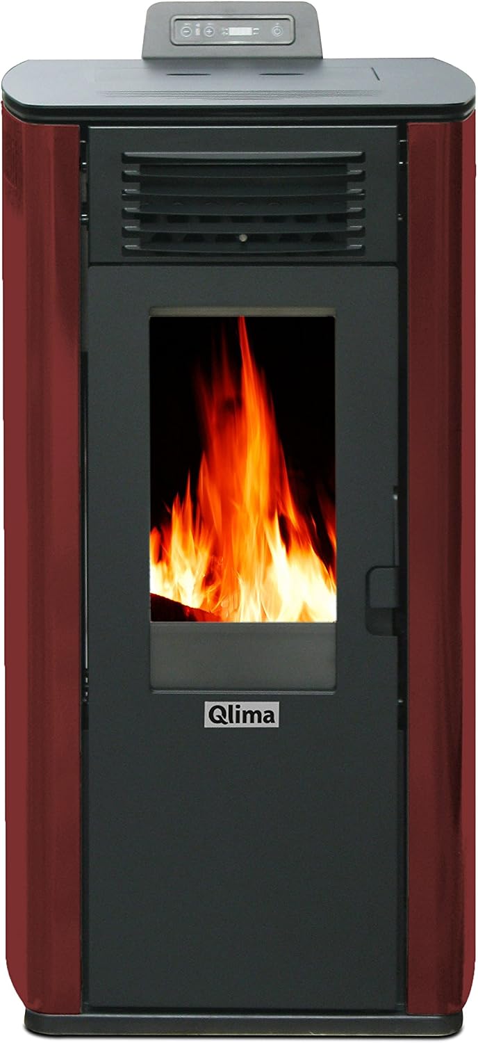 Qlima, Impianti di riscaldamento a pellet, 10,1 kW, 2,0 KG, Rosso, timer