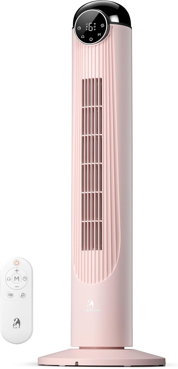 Antarctic Star, Ventilatori a torre, T36, 91,4 cm, Bianco, illuminazione LED, telecomando, timer