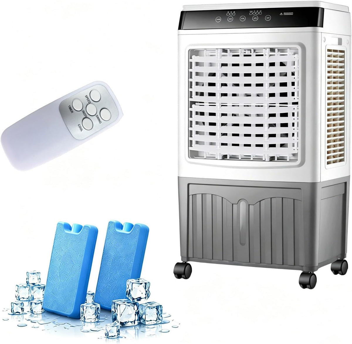 KSDBGVF, Raffrescatore evaporativo, 40 litri, Nero, telecomando, timer, spegnimento automatico