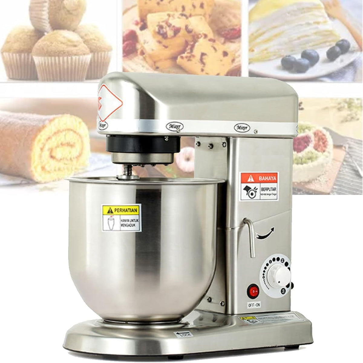 Impastatrice planetaria, 500 W, 5 L, 13 kg, Argento/Bianco, acciaio inox