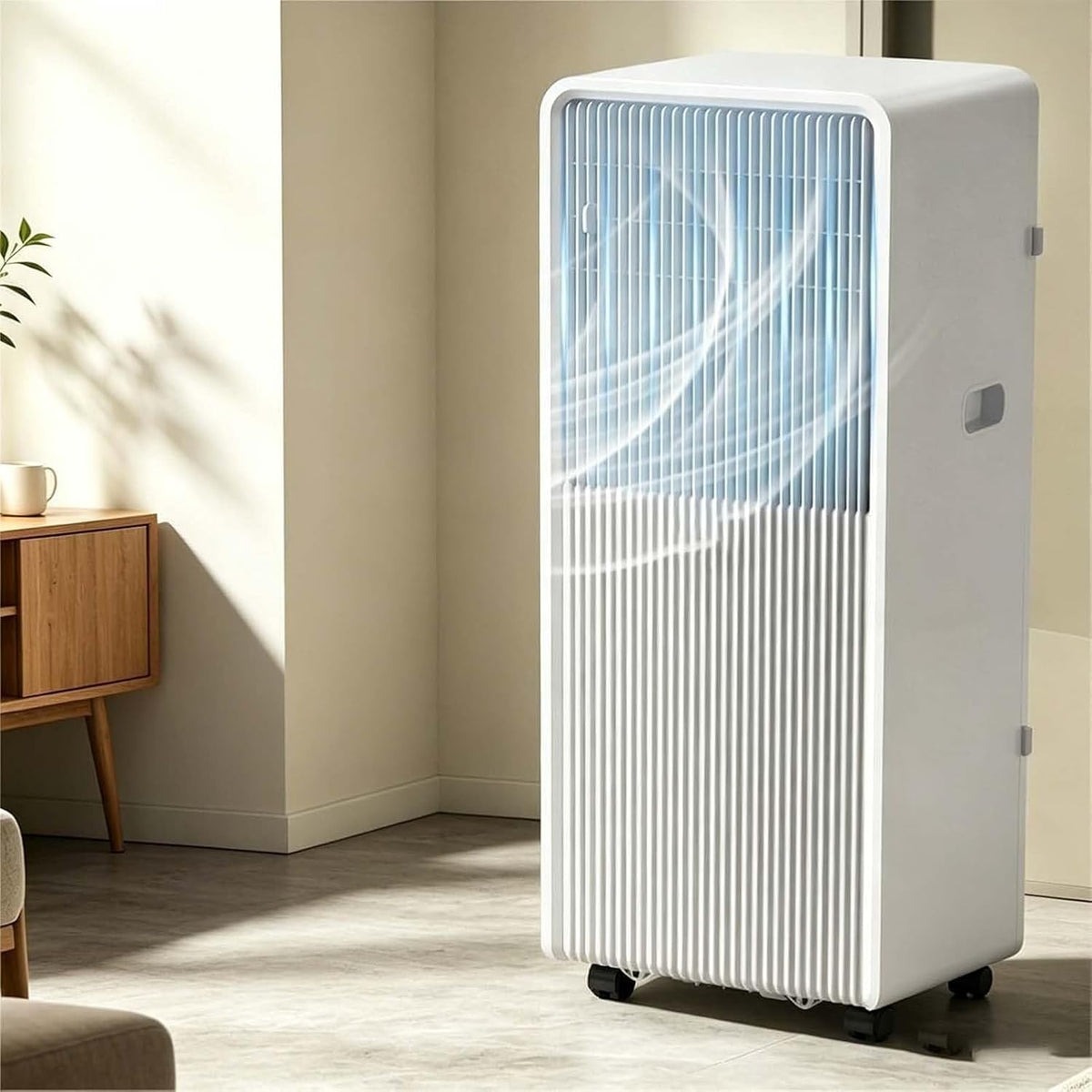 HUANQIN, Condizionatore portatile, 5000 BTU, Bianco, telecomando, timer, motore inverter