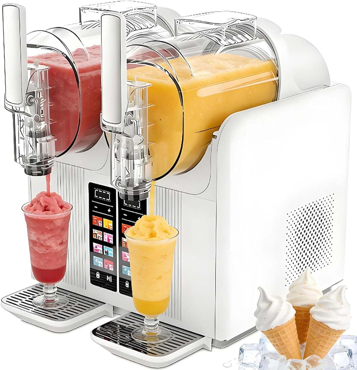 menglanchang, Gelatiera, 4 l, 430 W, 16,5 kg, Bianco, illuminazione LED, autopulizia
