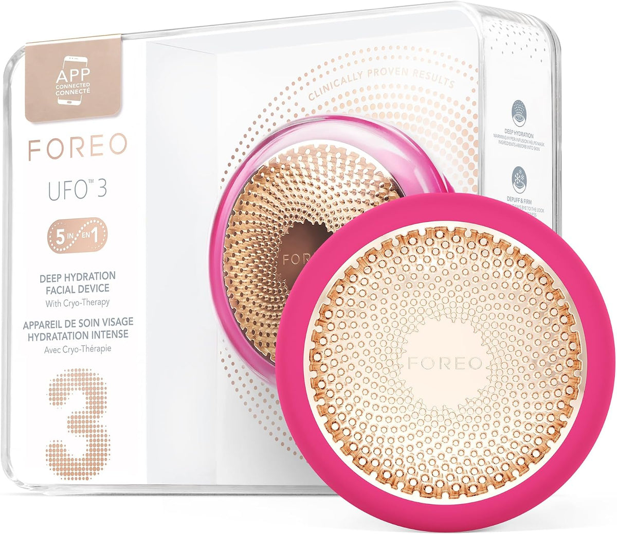 Apparecchi per tonificare e per pulizia viso, FOREO, Rosso, illuminazione LED, 5 in 1
