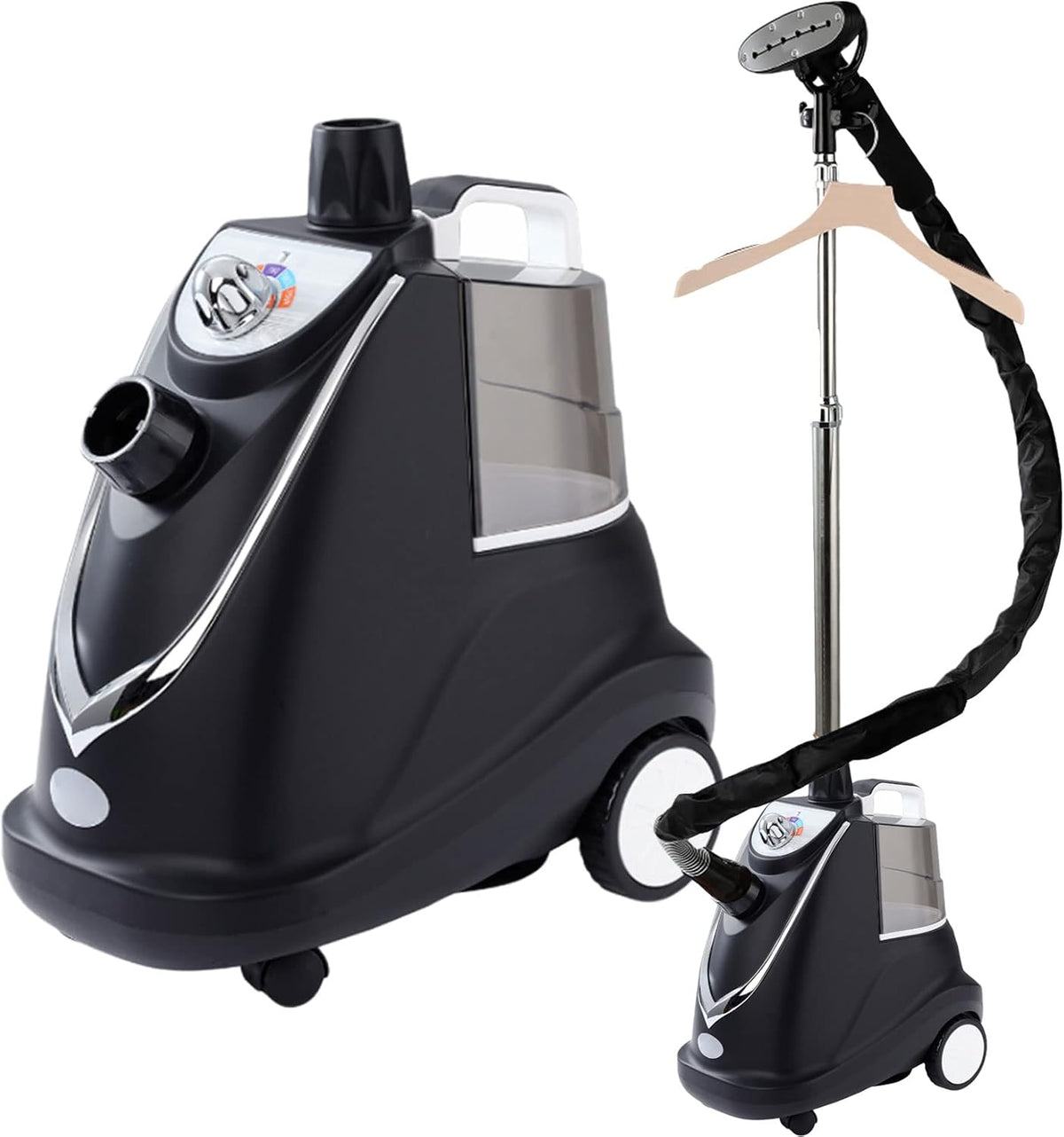 ksamwjf, Stiratrici a vapore verticali, 1800 W, 55 g, 3,8 Litri, Nero, acciaio inox