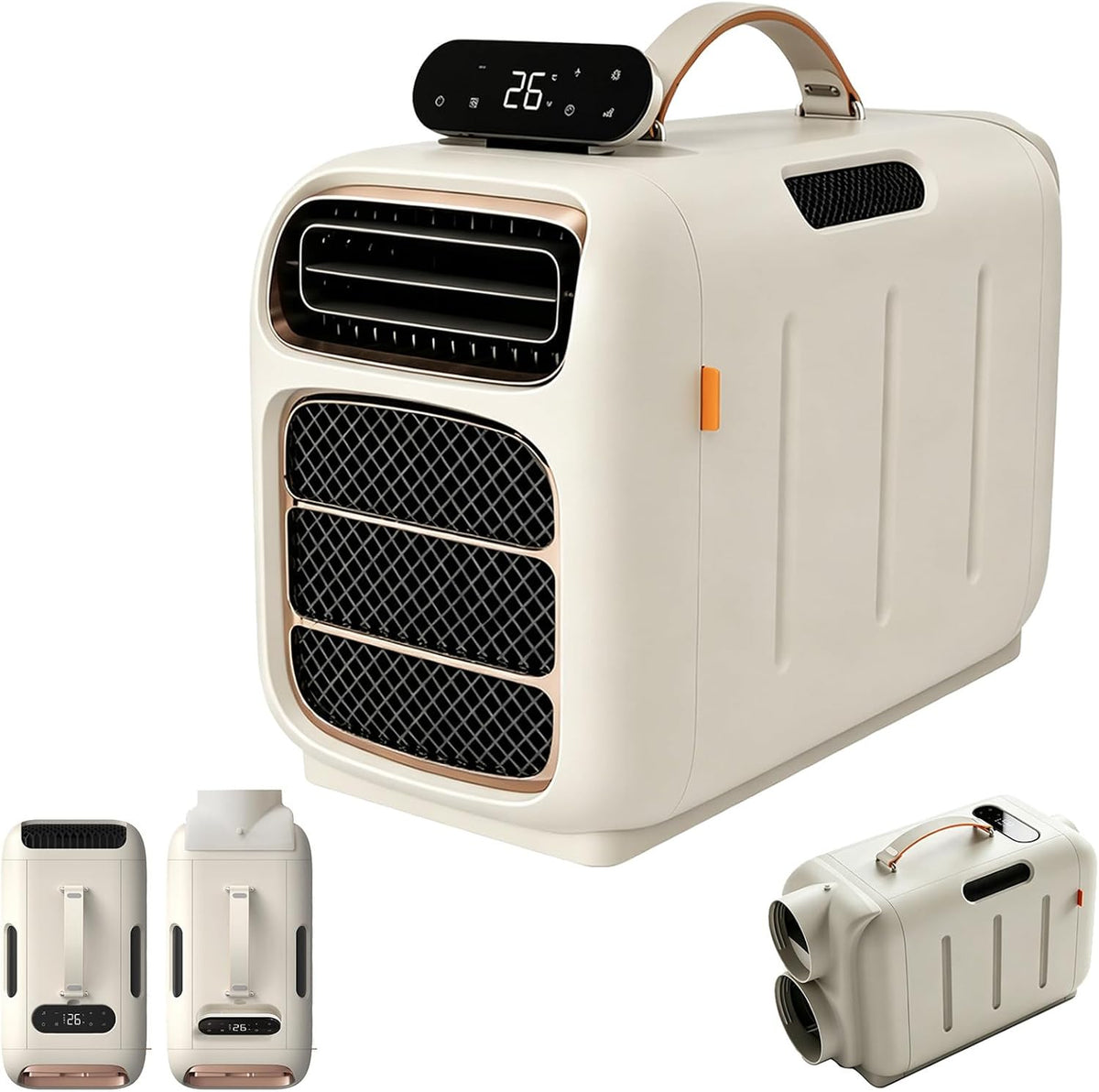 GerCxxly, Condizionatore portatile, 4800BTU, 49 x 26,5 x 33,5 cm, 4800 BTU, 110 V, Bianco, telecomando