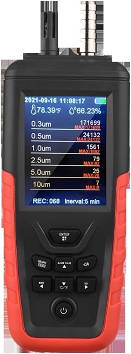 AUBEST, Rilevatori di gas, PM0.3/0.5/1/2.5/5/10, 10 m, 1000 g, 2.83 L, Nero