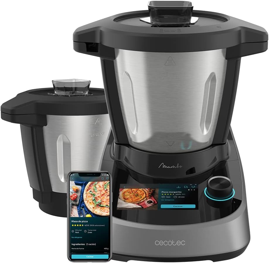 Cecotec, Robot da cucina, 1600 W, 3,3 litri, Argento, acciaio inox, vano contenitore, 37 Funzioni