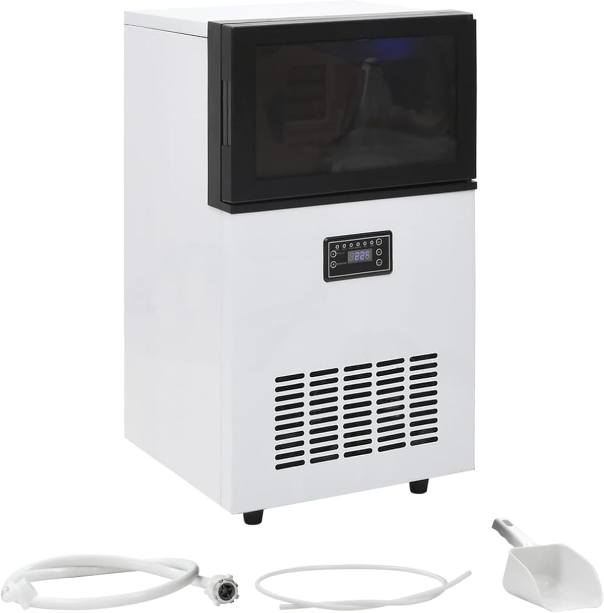 ARKEM, Macchina per cubetti di ghiaccio, 36 x 34,5 x 63 cm, 45 kg, 240 V, Nero, acciaio inox, autopulizia