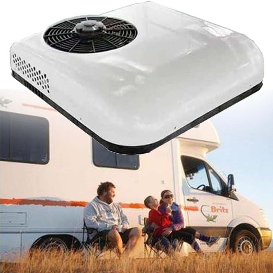 MazmornFly, Condizionatore, 12 V, 68,5 x 68 x 14,5 cm, 450 m³/h, Bianco, motore inverter