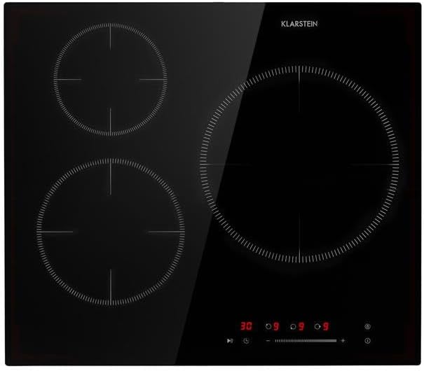 KLARSTEIN, Piano cottura a induzione, 60 cm, 59 x 5,6 x 52 cm, 28 cm, Nero, timer, spegnimento automatico, protezione dal surriscaldamento