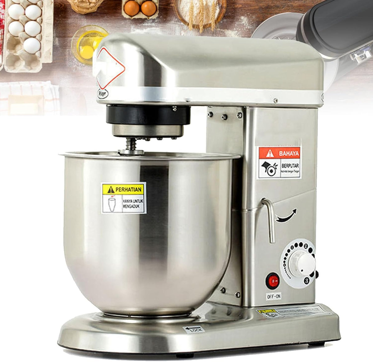 Impastatrice planetaria, 10 litri, 500 W, 15 kg, Argento, acciaio inox