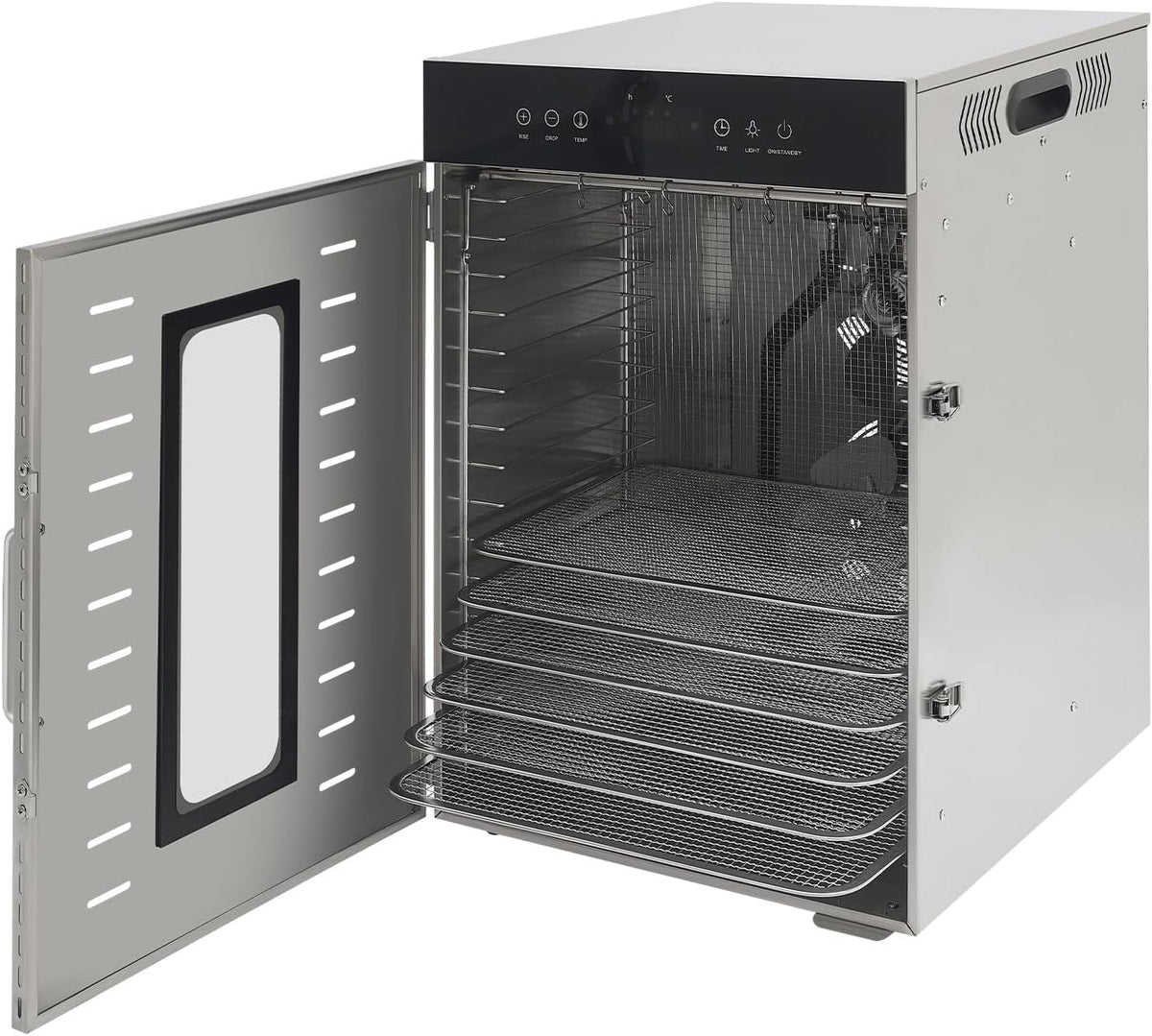 PromiseFly, Essiccatori per alimenti, 1370 W, 1,8 m, 60 x 46 x 40 cm, Argento, acciaio inox