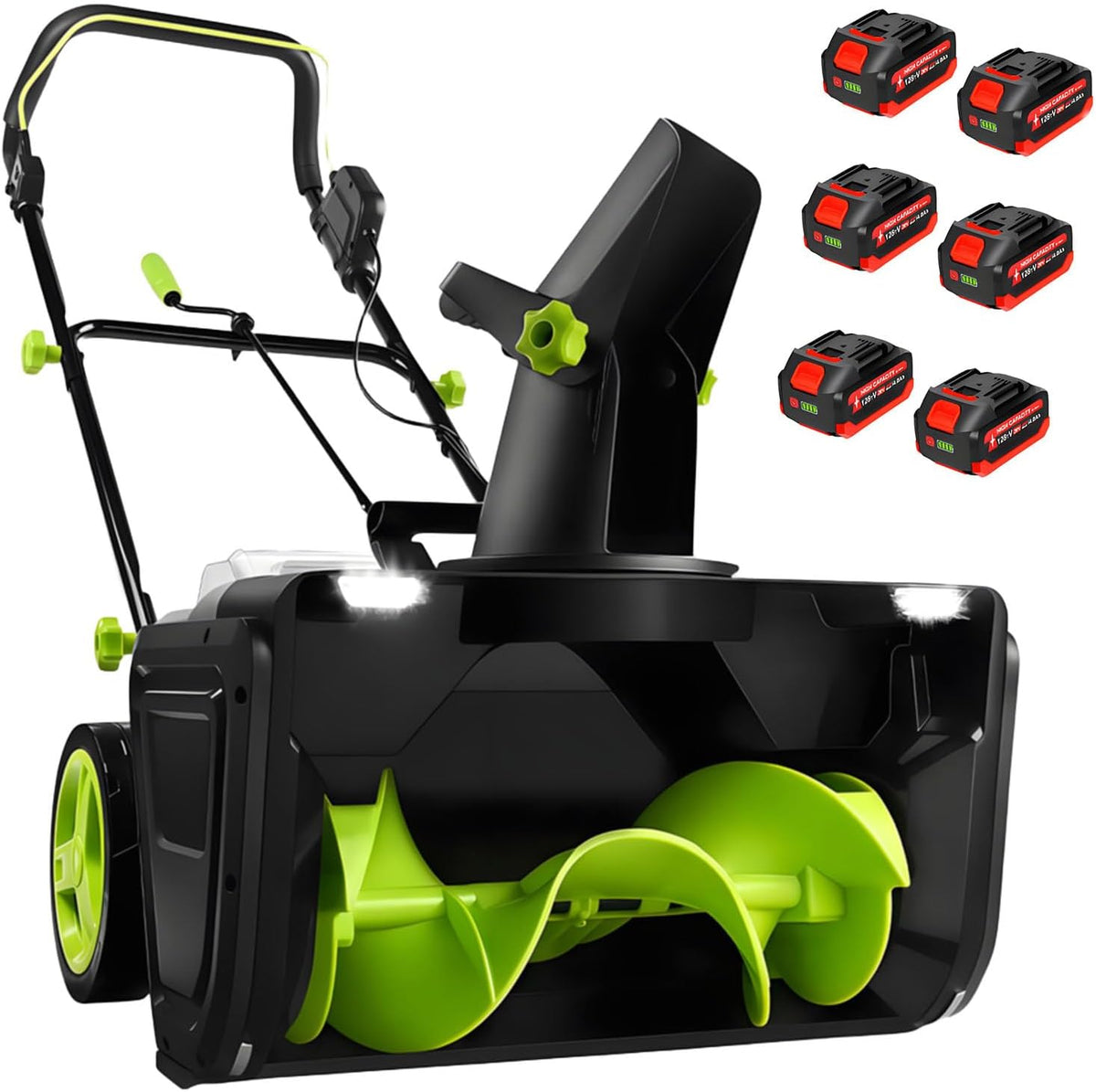 Ymnogjie, Pale da neve, 3500 W, 54 x 52,5 x 40,5 cm, 40 V, Nero, illuminazione LED, funzionamento senza fili
