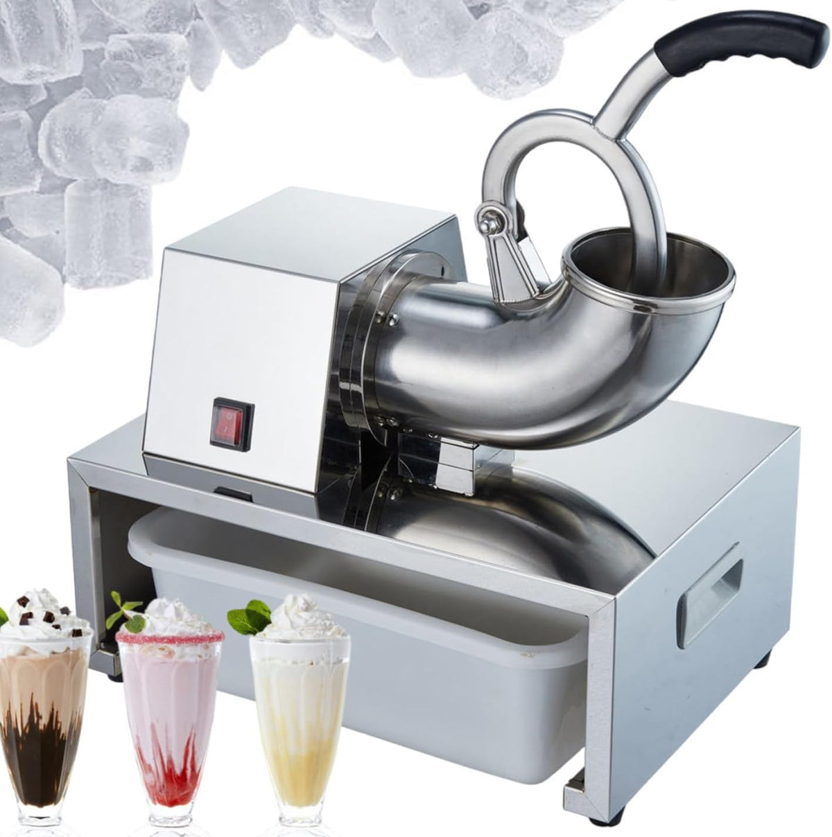 GmhXylophyte, Macchina per cubetti di ghiaccio, 200 kg, 450 x 320 x 645 mm, 350 W, Nero, acciaio inox