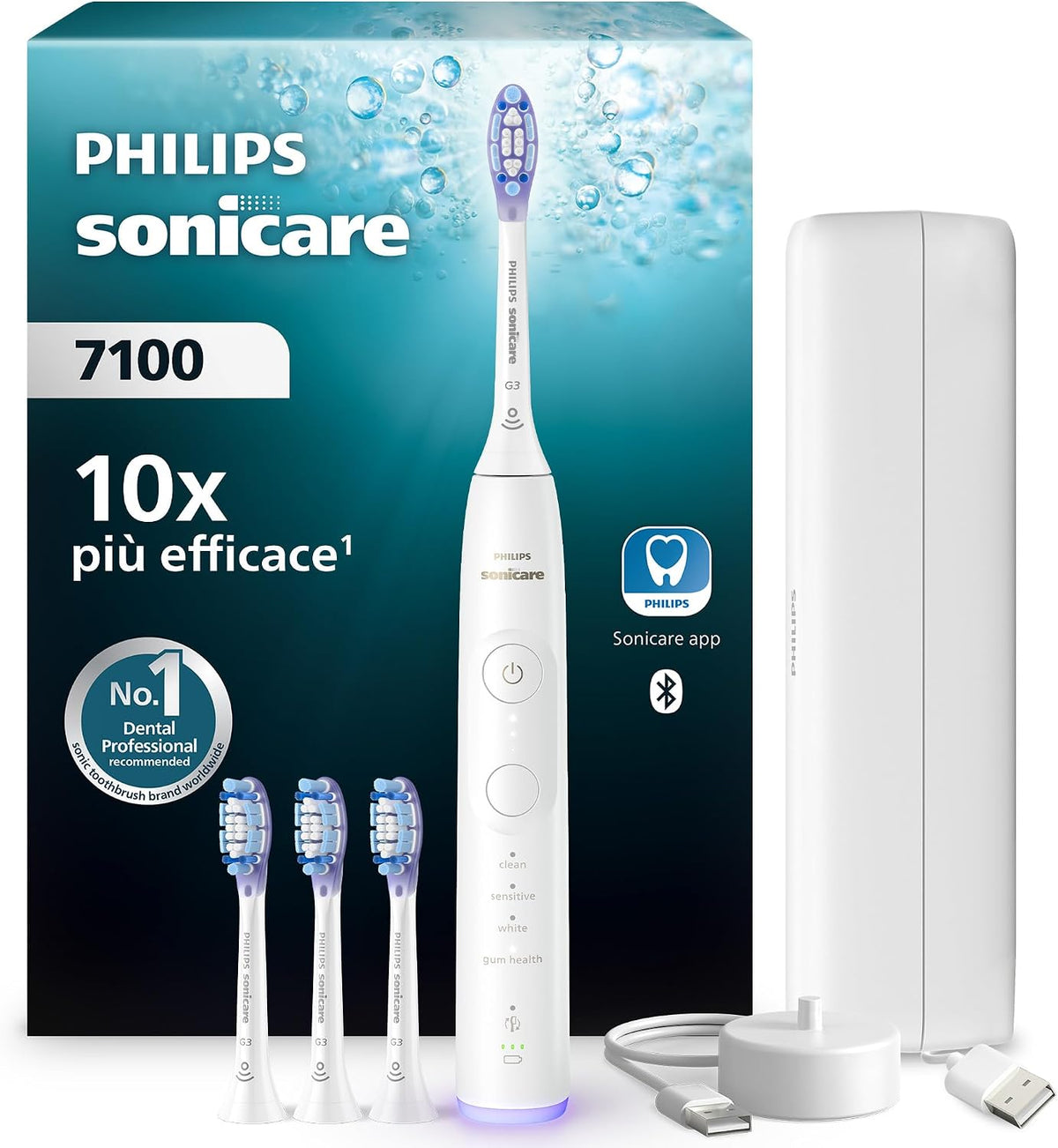 Spazzolini a tecnologia sonica, HX7420/08, PHILIPS, Bianco, timer