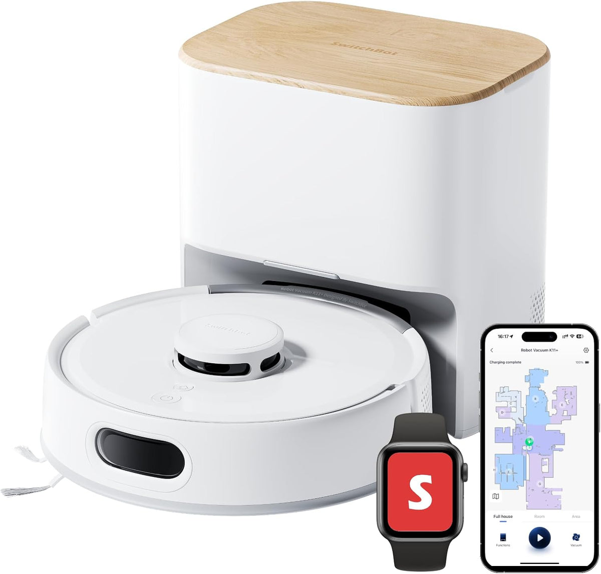 SwitchBot, Robot aspirapolvere, K11, 9 cm, Nero