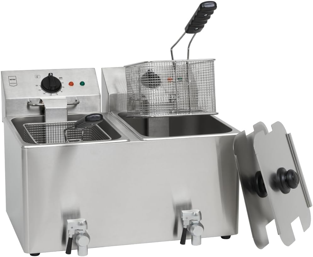METRO Professional, Friggitrici, GDF3028, 8 L, 3250 W, 55 x 61,5 x 39 cm, Nero, acciaio inox, protezione dal surriscaldamento