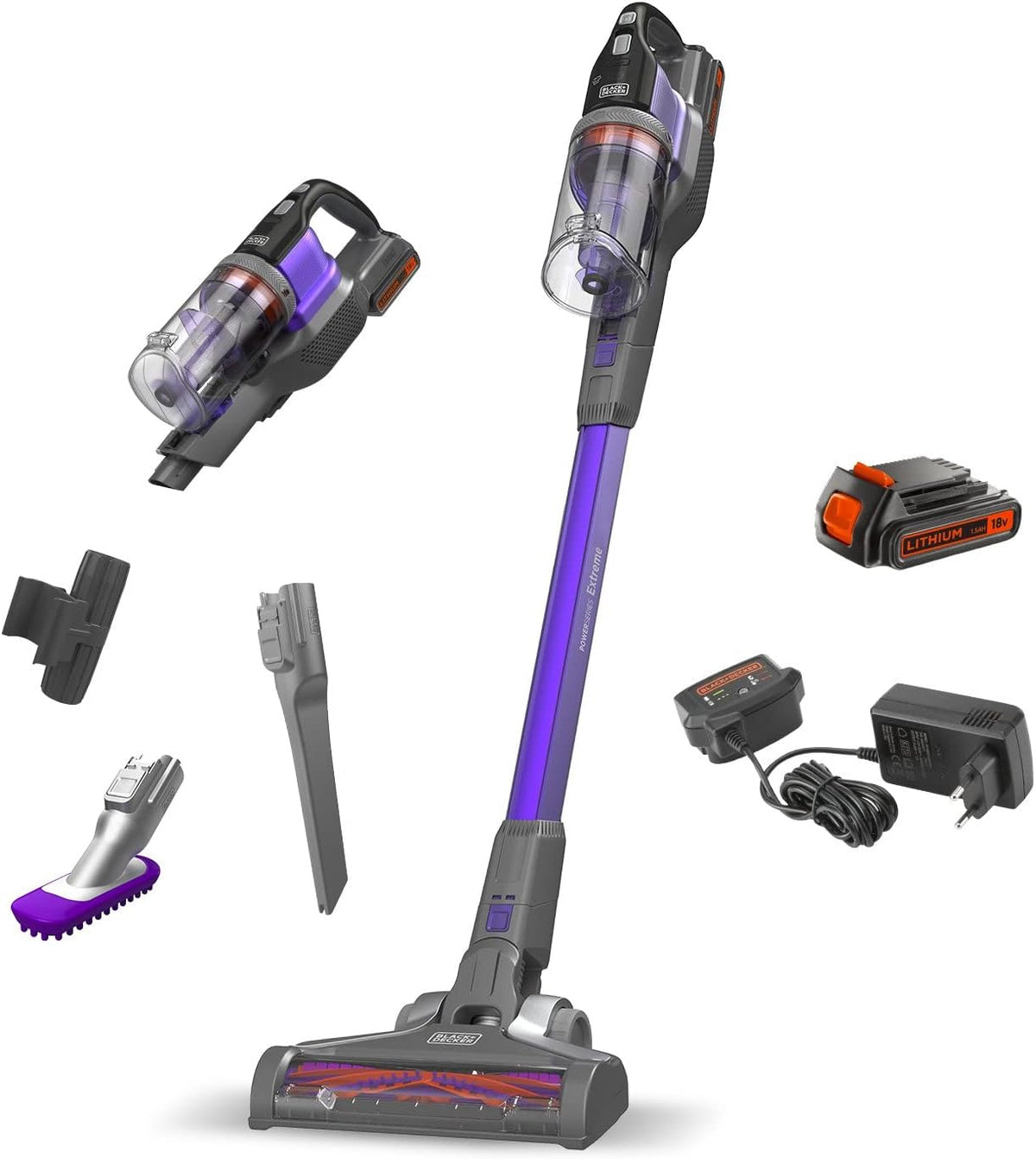 Coltellini svizzeri, BHFEV182CP-QW, BLACK+DECKER, 18 V, 2 Ah, 650 ml, Nero