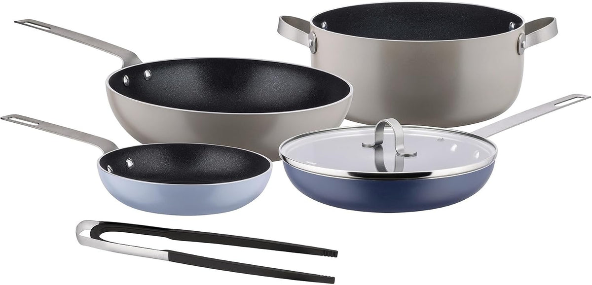 Alessi, Set di pentole, GIA100S5, Argento, acciaio inox
