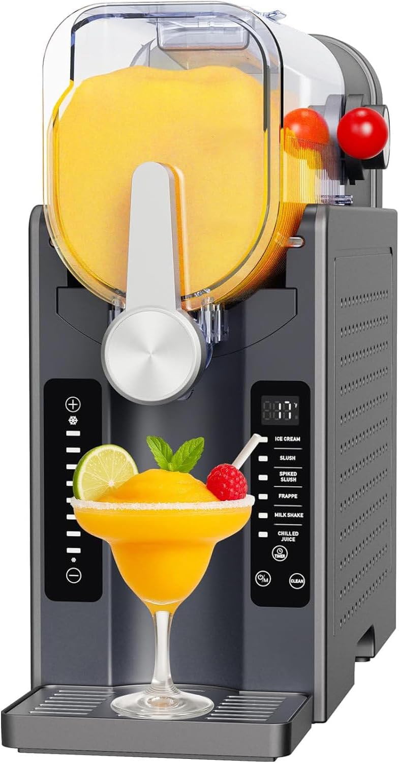 GAYAYAS, Gelatiera, 40,7 x 17,6 cm, 1,6 l, 200 W, Nero, acciaio inox, illuminazione LED, autopulizia