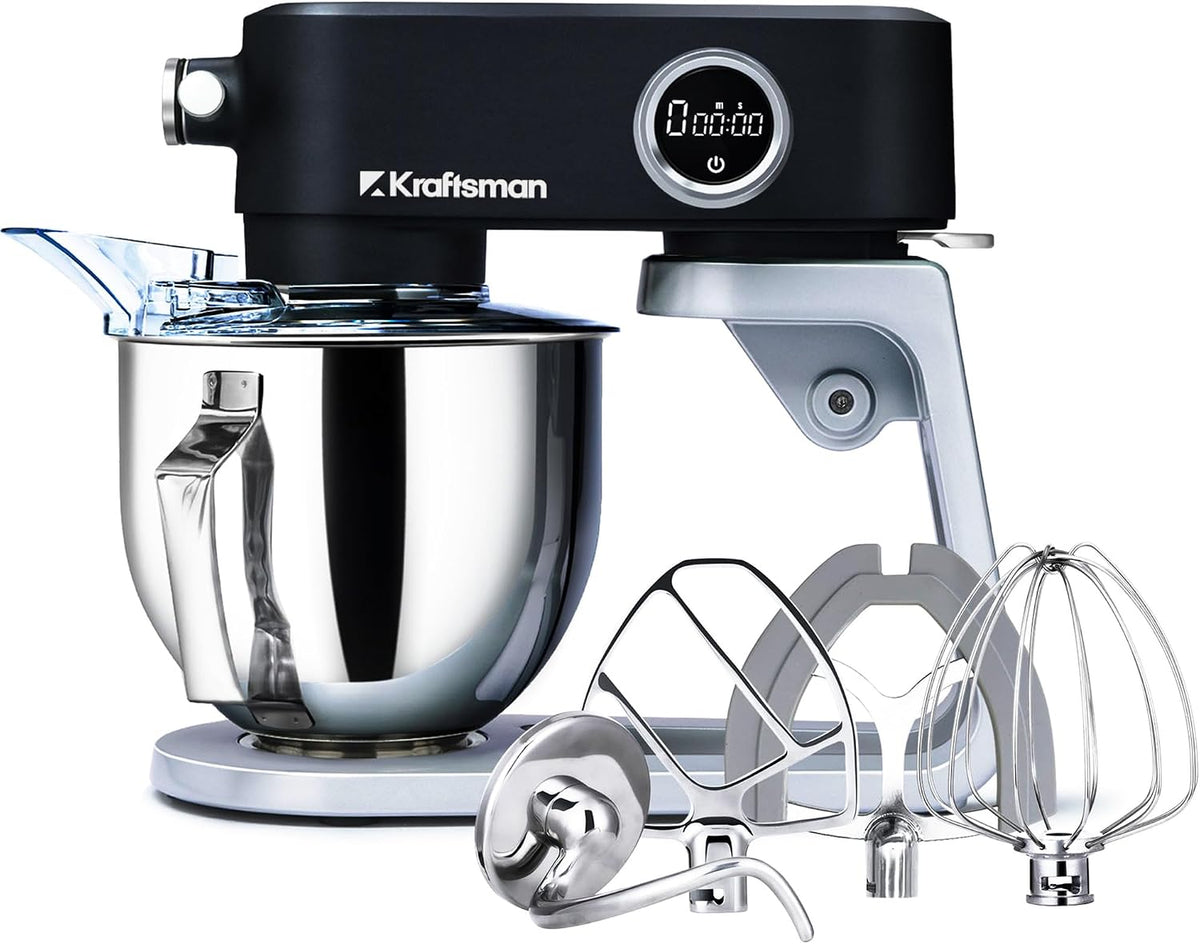 Kraftsman, Impastatrice planetaria, 5 L, 800 W, Argento/Nero, acciaio inox, timer