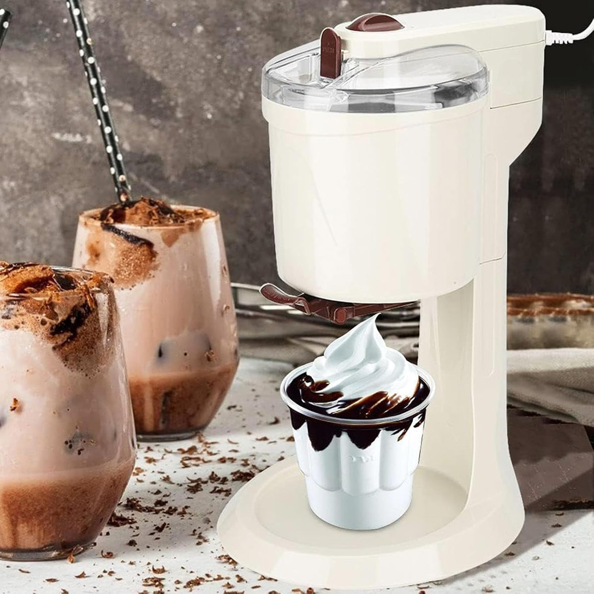 PTATT, Gelatiera, 220 V, 20 W, 1000 ml, Grigio, alluminio