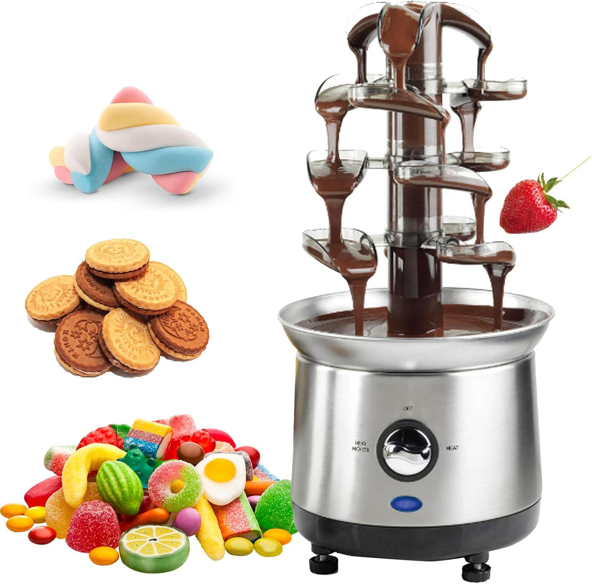 Fontane di cioccolata, 1,2 kg, 220 x 215 x 430 mm, Argento, acciaio inox